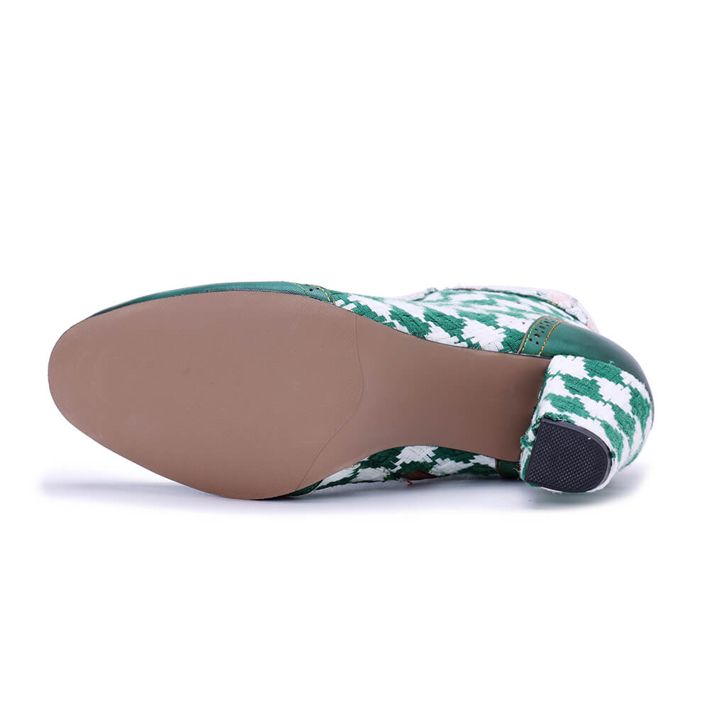 Soffia | Lovers Check Lace Trim Leather Oxford Booties - Image 10