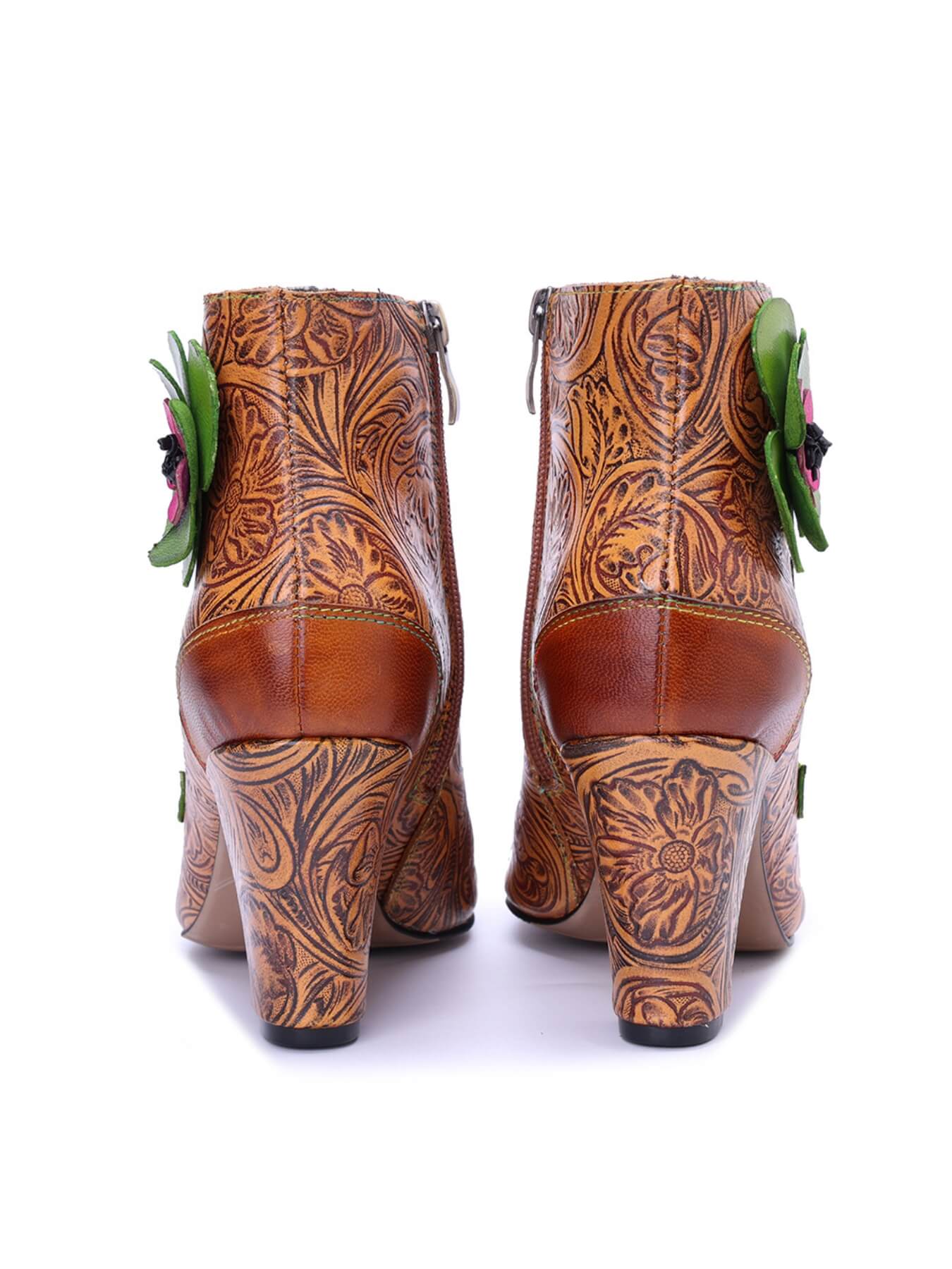 Soffia | Hibiscus Haze Paisley Floral Print Leather Ankle Boots - Image 10
