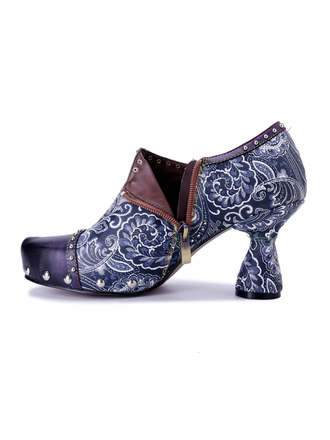 Soffia | Lagoon Luster Abstract Leather Brogues - Image 10