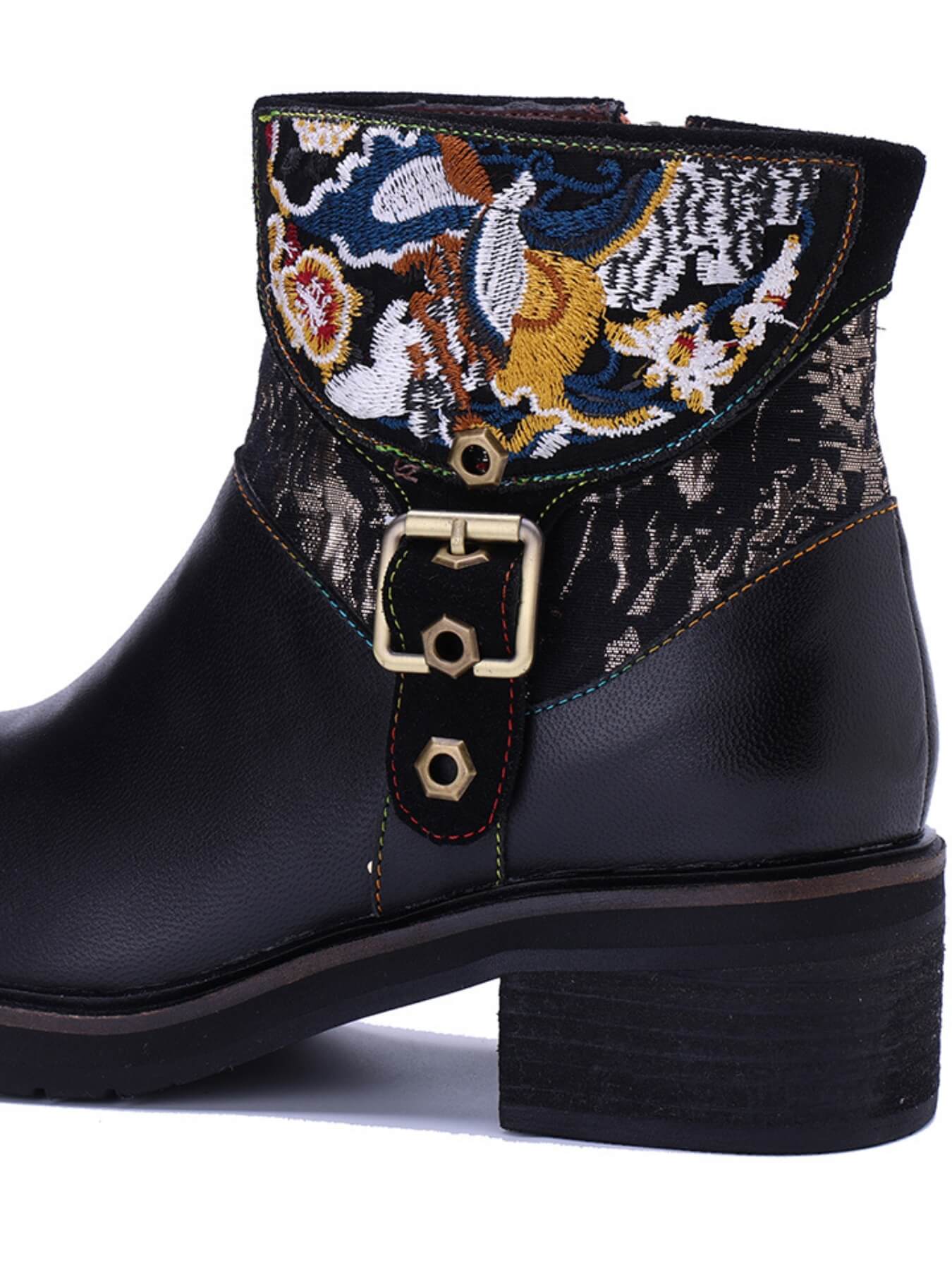 Soffia | Maxxie Leather Embroidered Ankle Bootie - Image 11