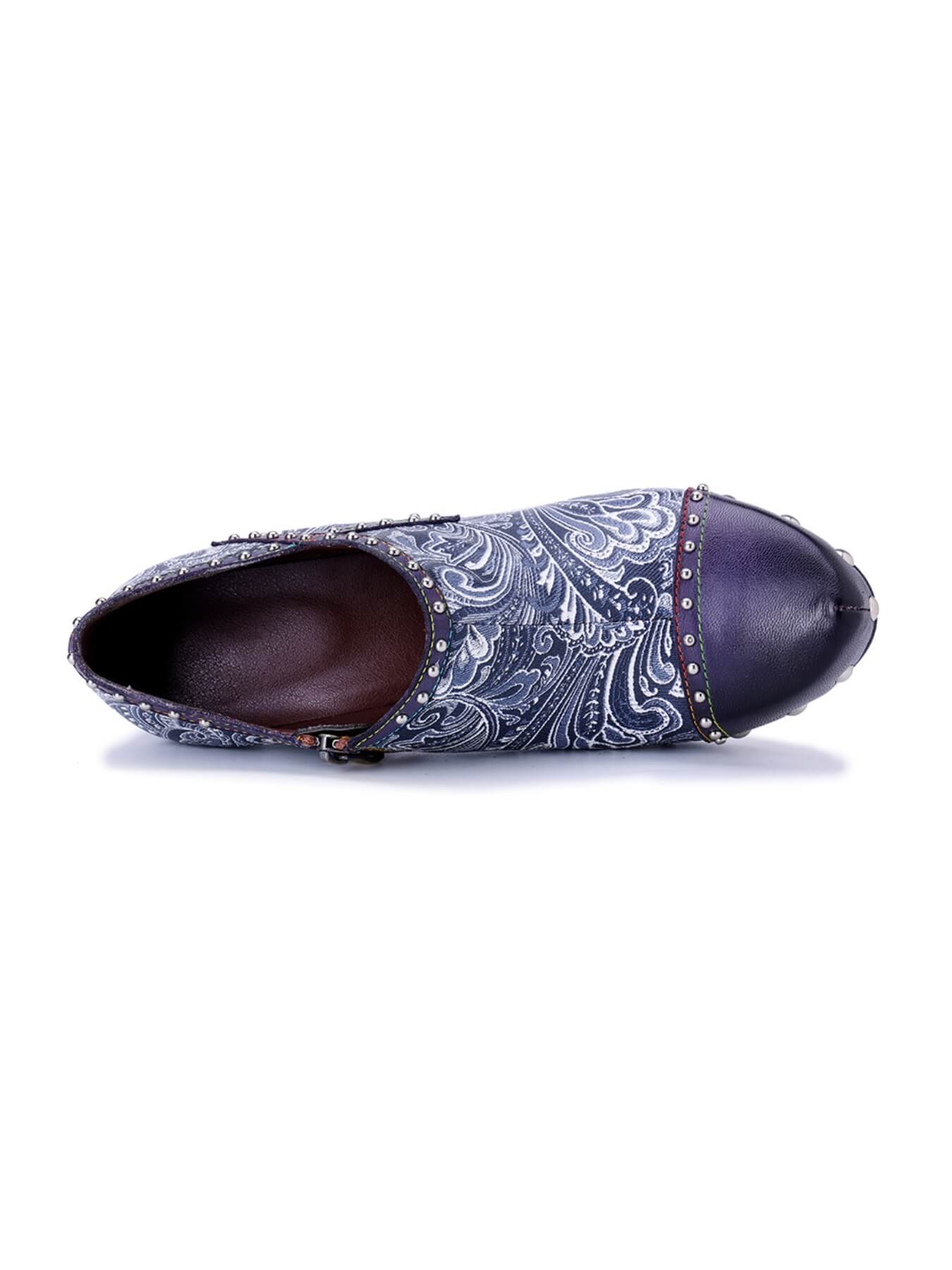 Soffia | Lagoon Luster Abstract Leather Brogues - Image 11