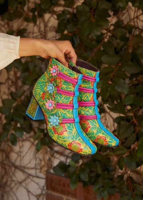 Soffia | Tropic Halo Spring Bloom Leather Ankle Boots