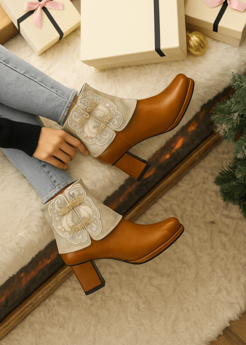 Soffia | Carlisle Leather Embroidered Ankle Boots