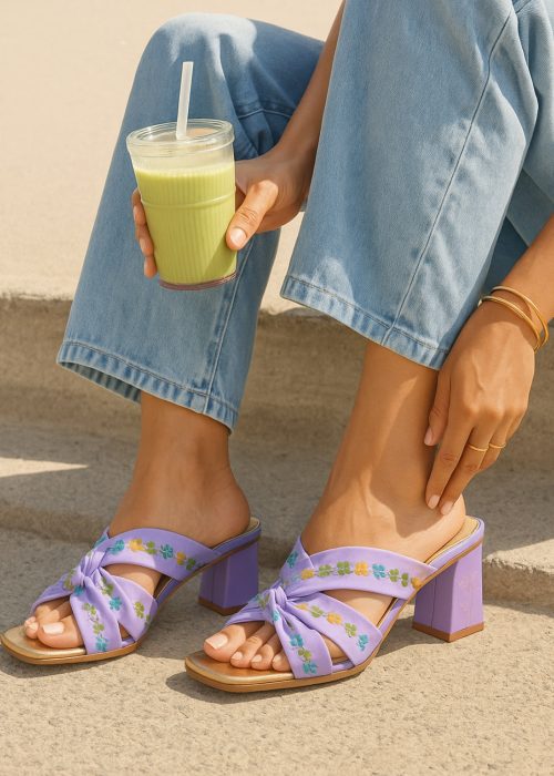 Soffia | Shailene Floral Printed Leather Slides