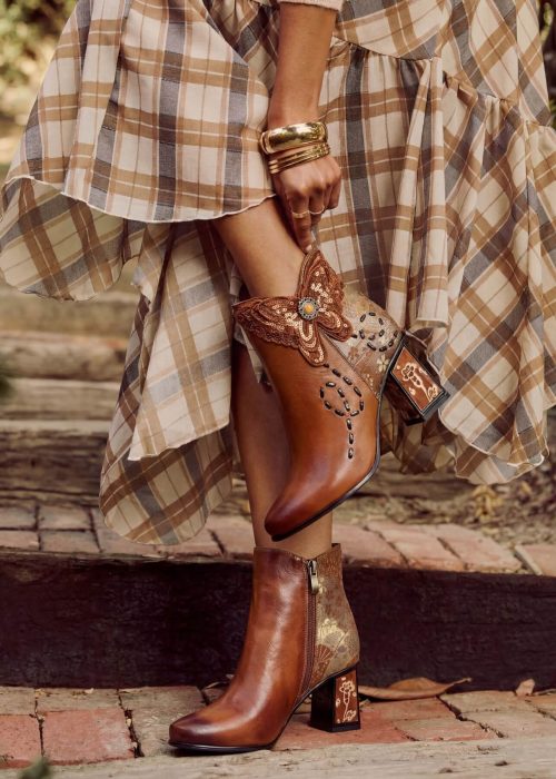 Soffia | Holly Sequins Butterfly Leather Ankle Boots