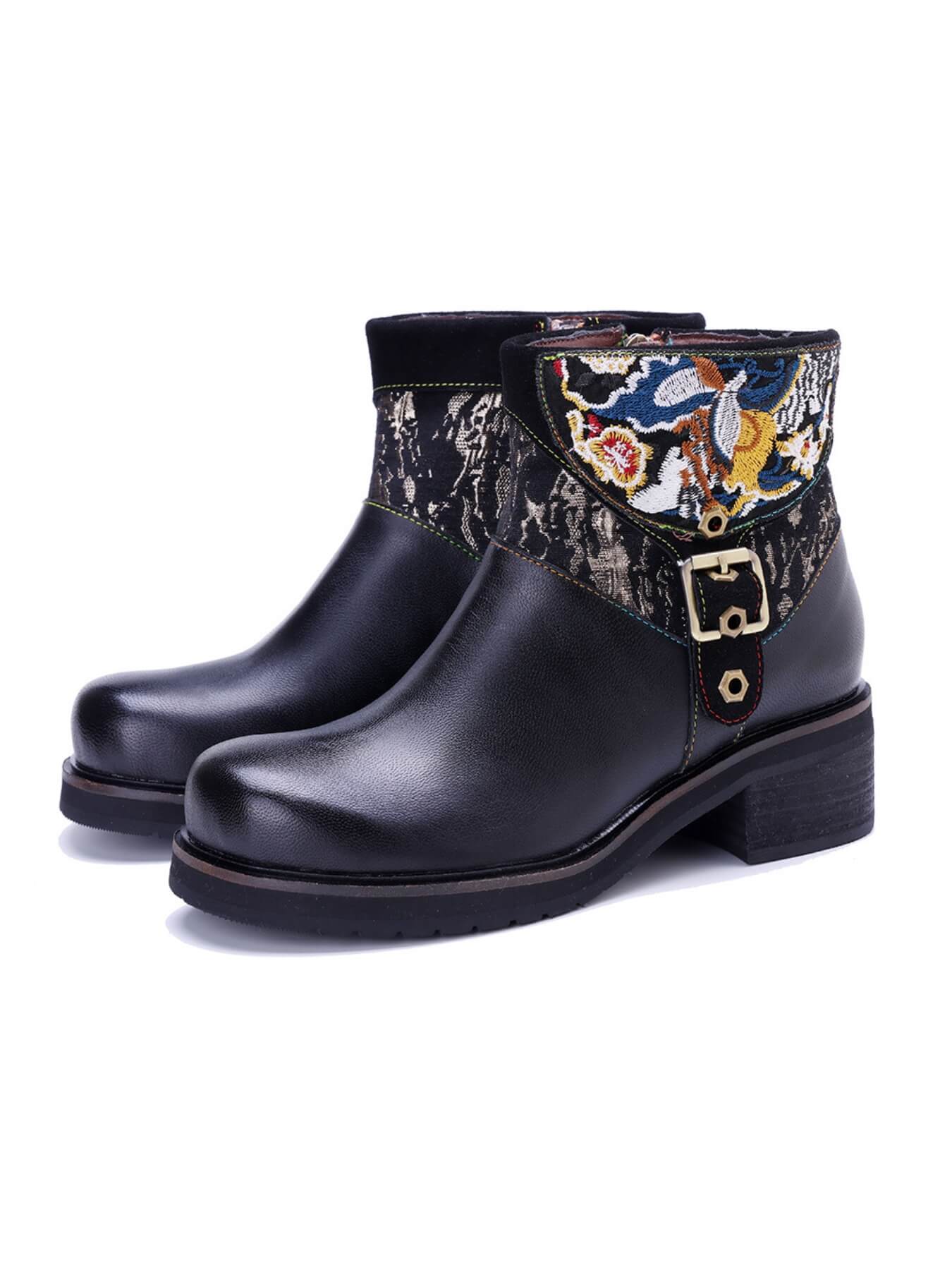 Soffia | Maxxie Leather Embroidered Ankle Bootie - Image 2