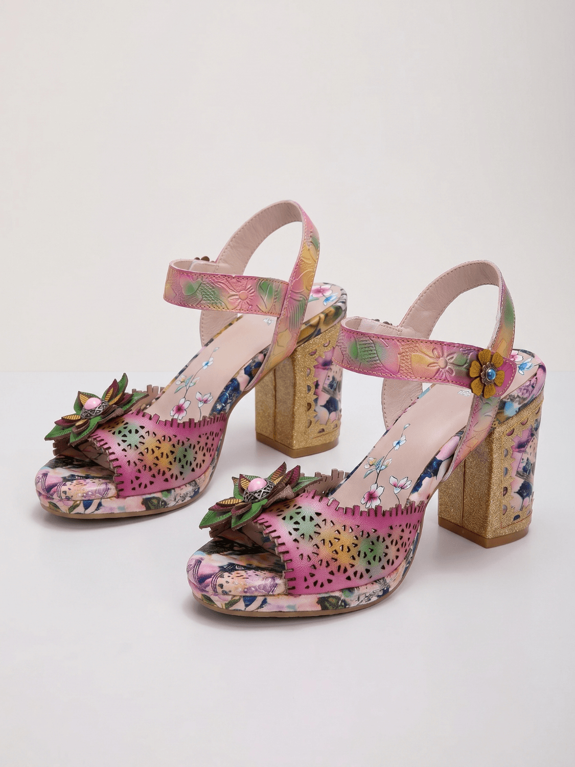 Soffia | Sweet Getaway Floral Leather Heels - Image 2