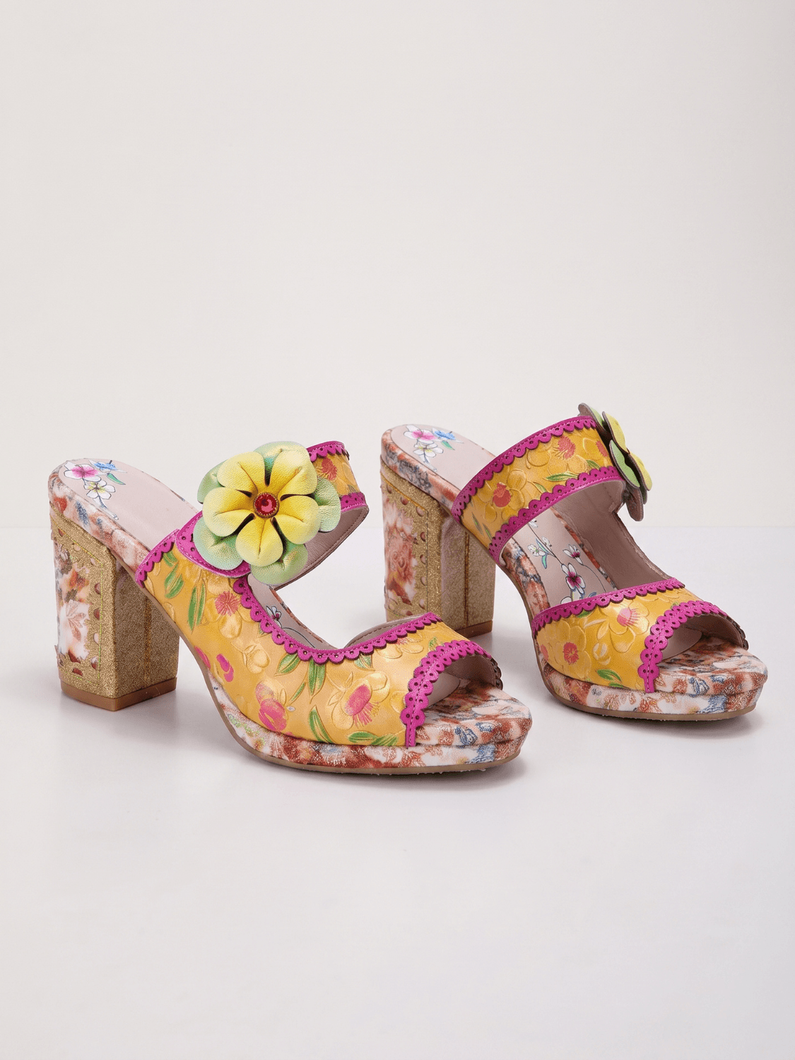 Soffia | Bloom BlissLeather Heel Slides - Image 2