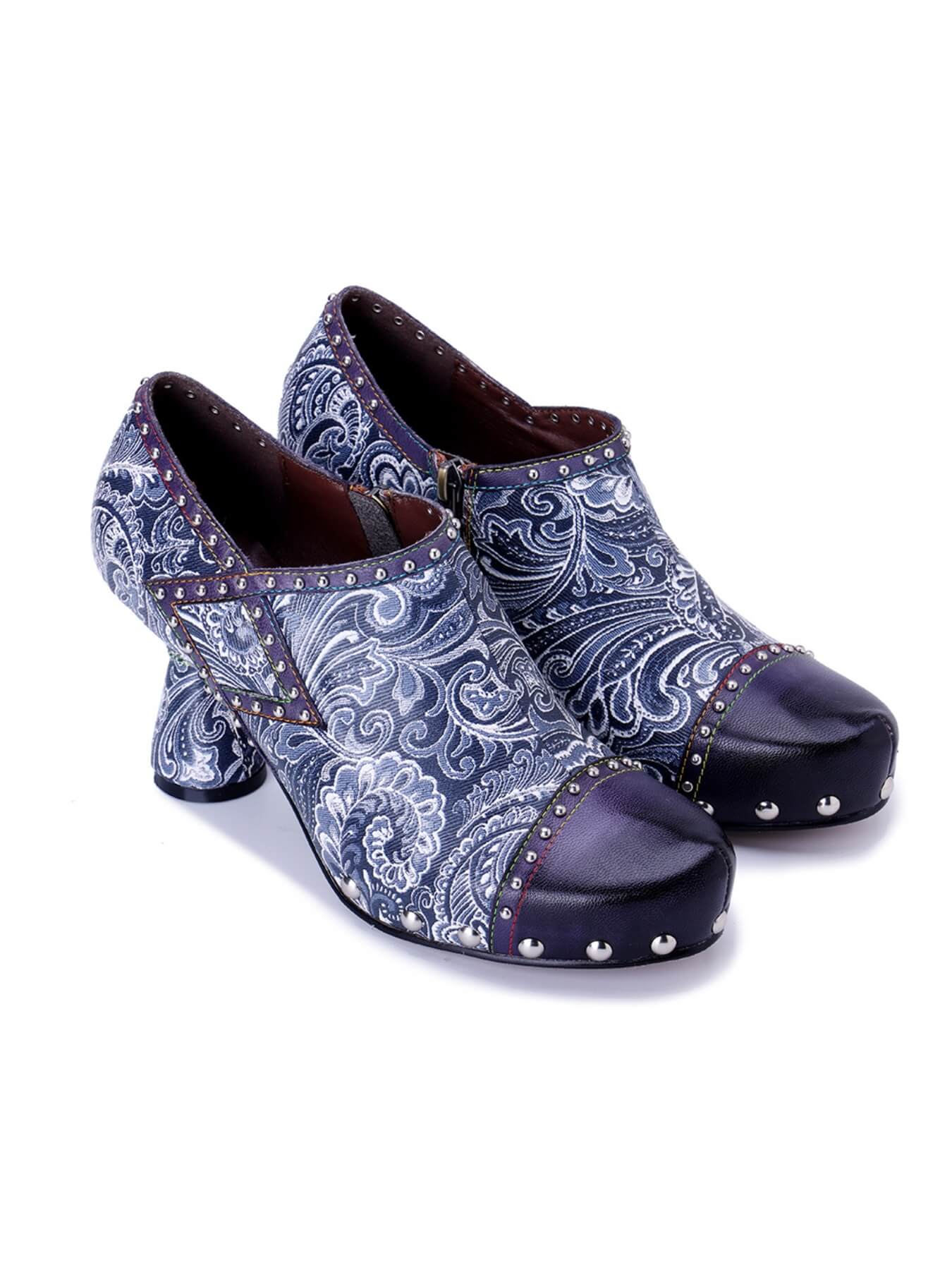 Soffia | Lagoon Luster Abstract Leather Brogues - Image 4