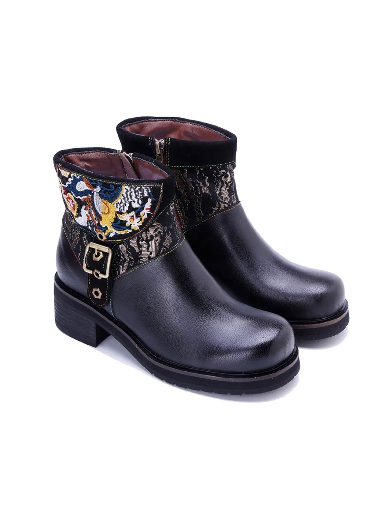 Soffia | Maxxie Leather Embroidered Ankle Bootie - Image 4