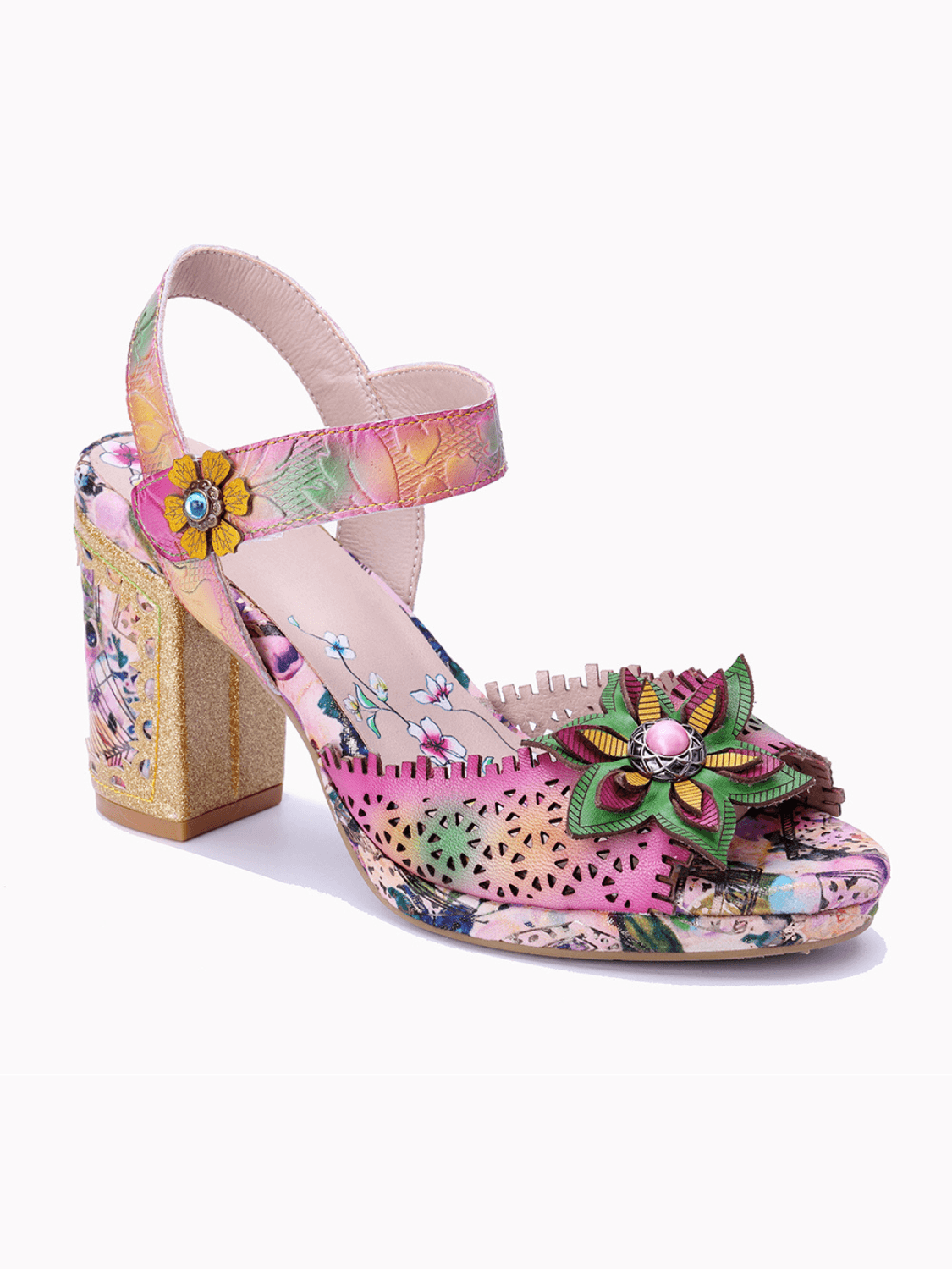 Soffia | Sweet Getaway Floral Leather Heels - Image 4