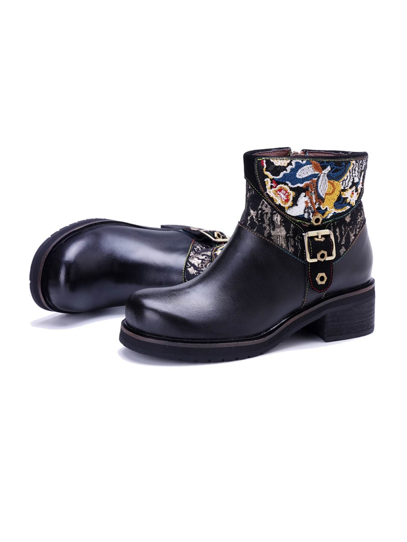 Soffia | Maxxie Leather Embroidered Ankle Bootie - Image 5