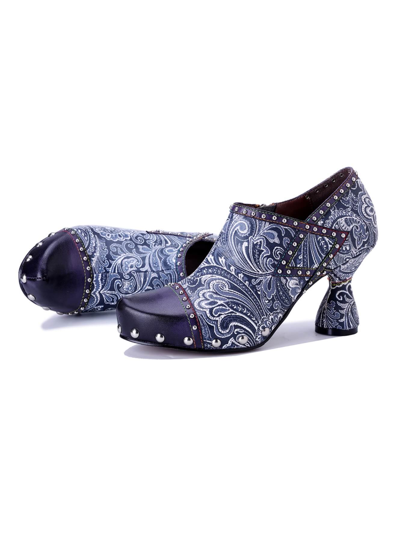 Soffia | Lagoon Luster Abstract Leather Brogues - Image 5