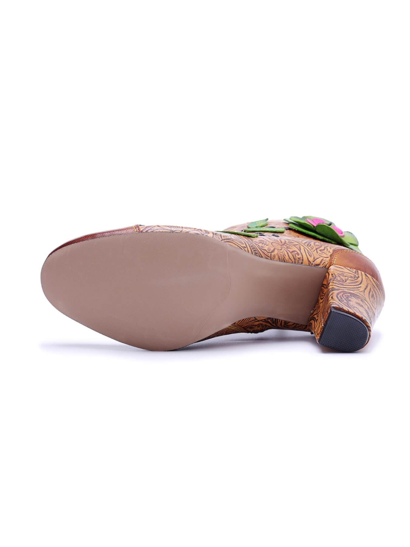 Soffia | Hibiscus Haze Paisley Floral Print Leather Ankle Boots - Image 6
