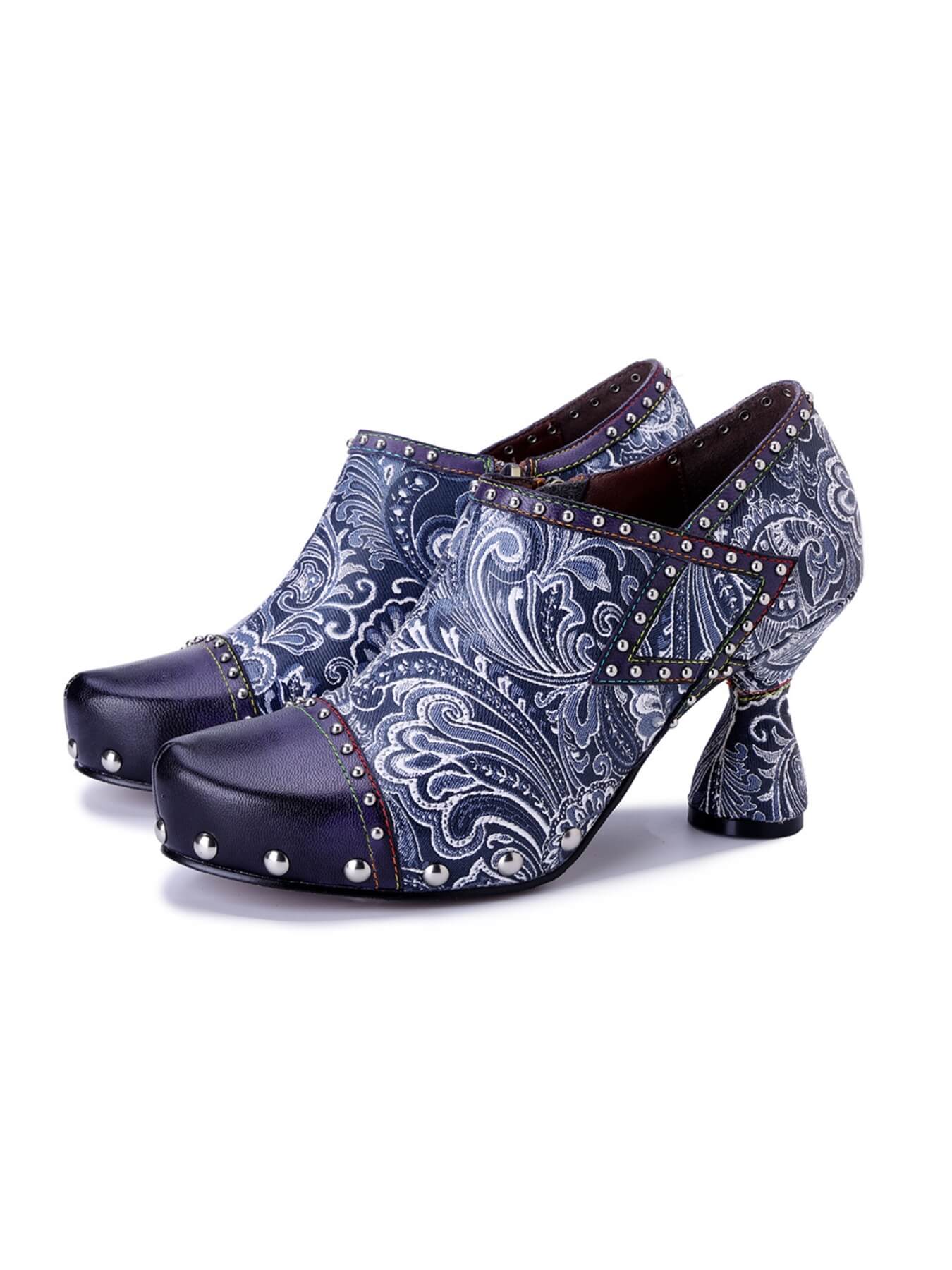 Soffia | Lagoon Luster Abstract Leather Brogues - Image 6