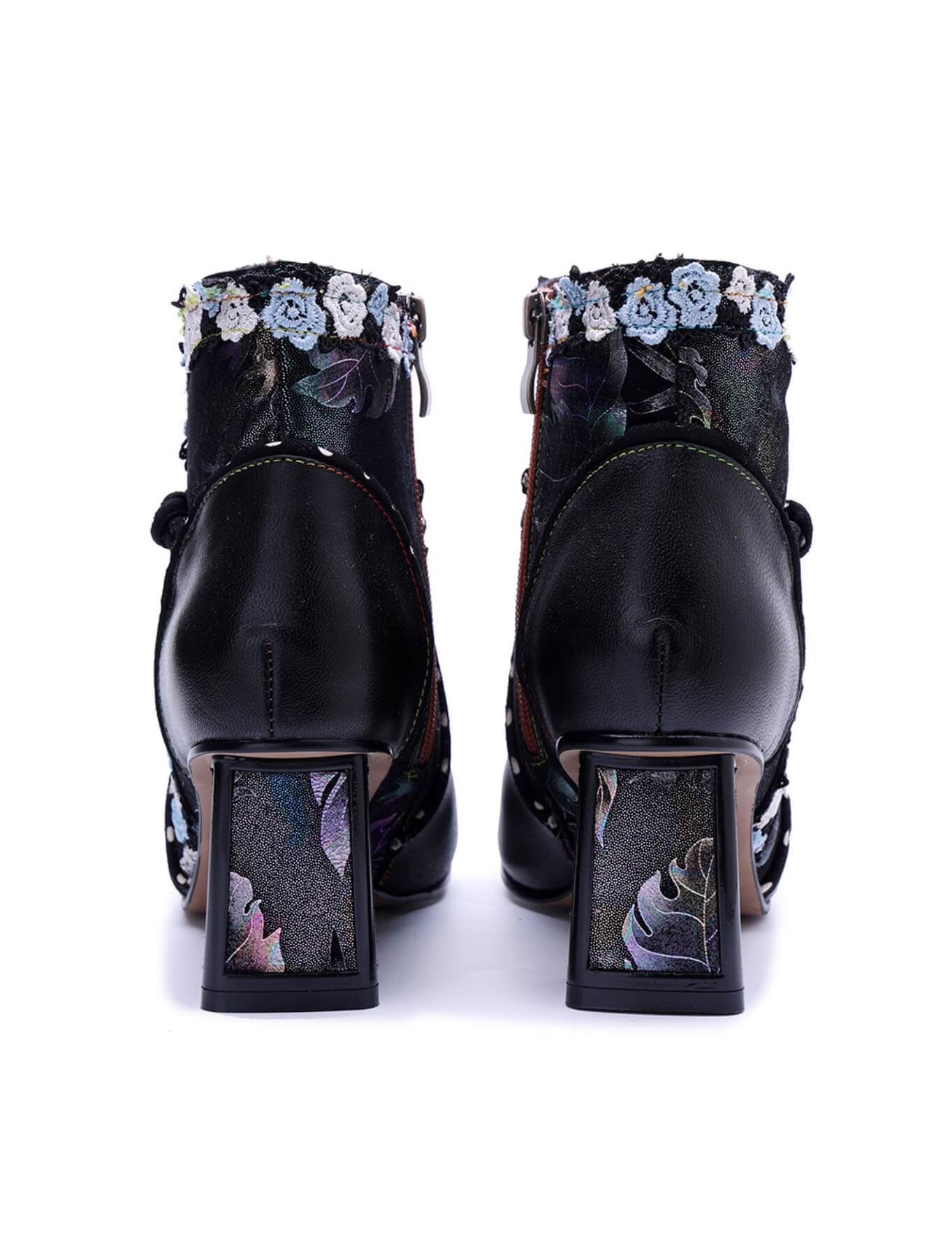 Soffia | Lost In Night Floral Leather Ankle Boots - Image 6