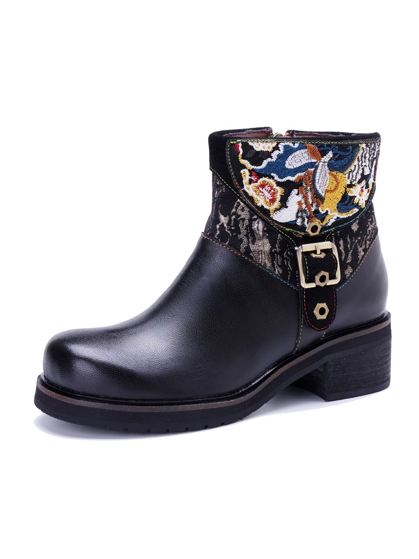 Soffia | Maxxie Leather Embroidered Ankle Bootie - Image 7