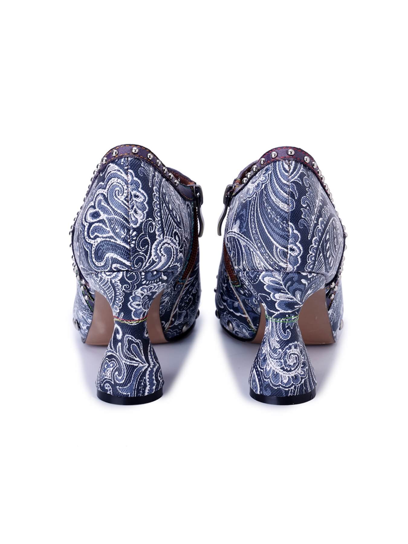 Soffia | Lagoon Luster Abstract Leather Brogues - Image 7