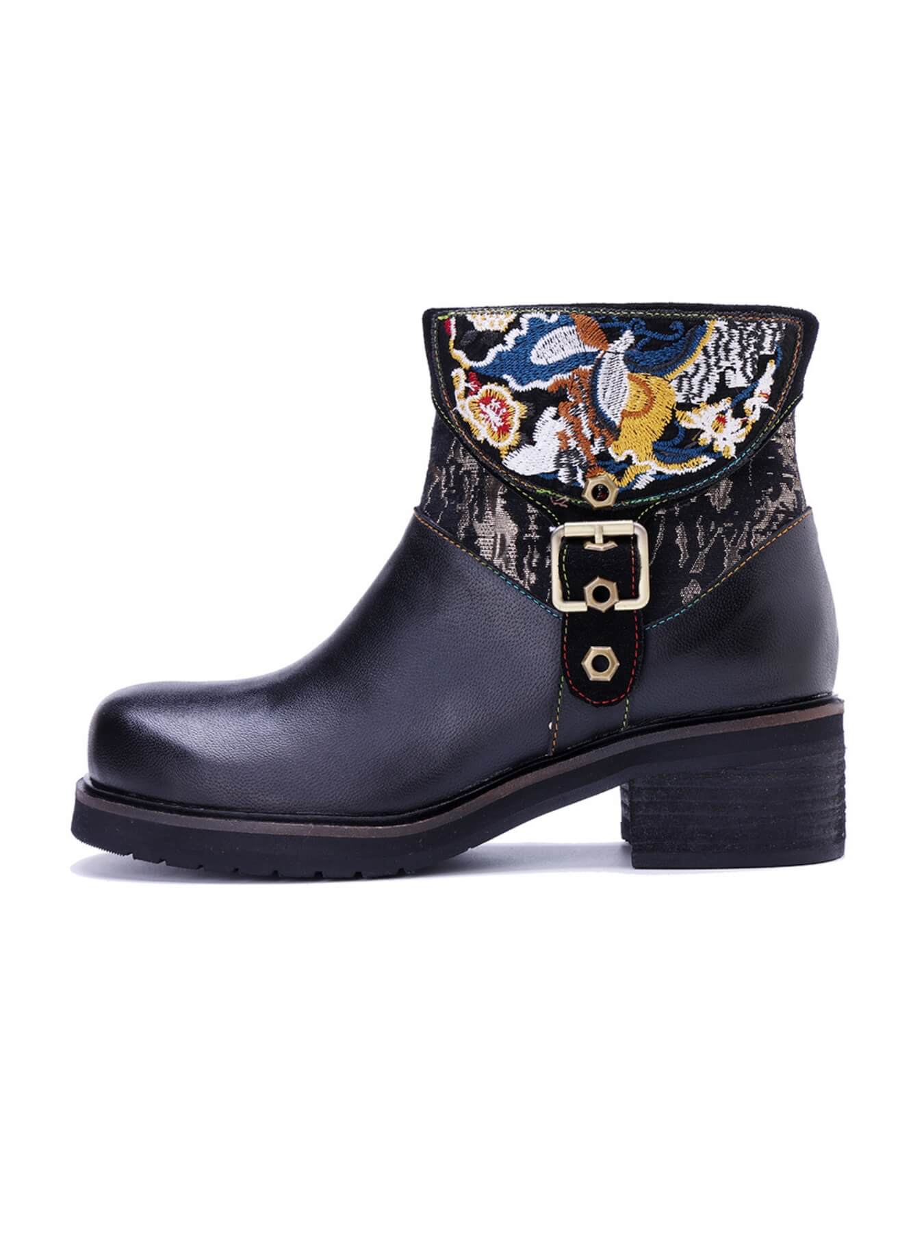Soffia | Maxxie Leather Embroidered Ankle Bootie - Image 8