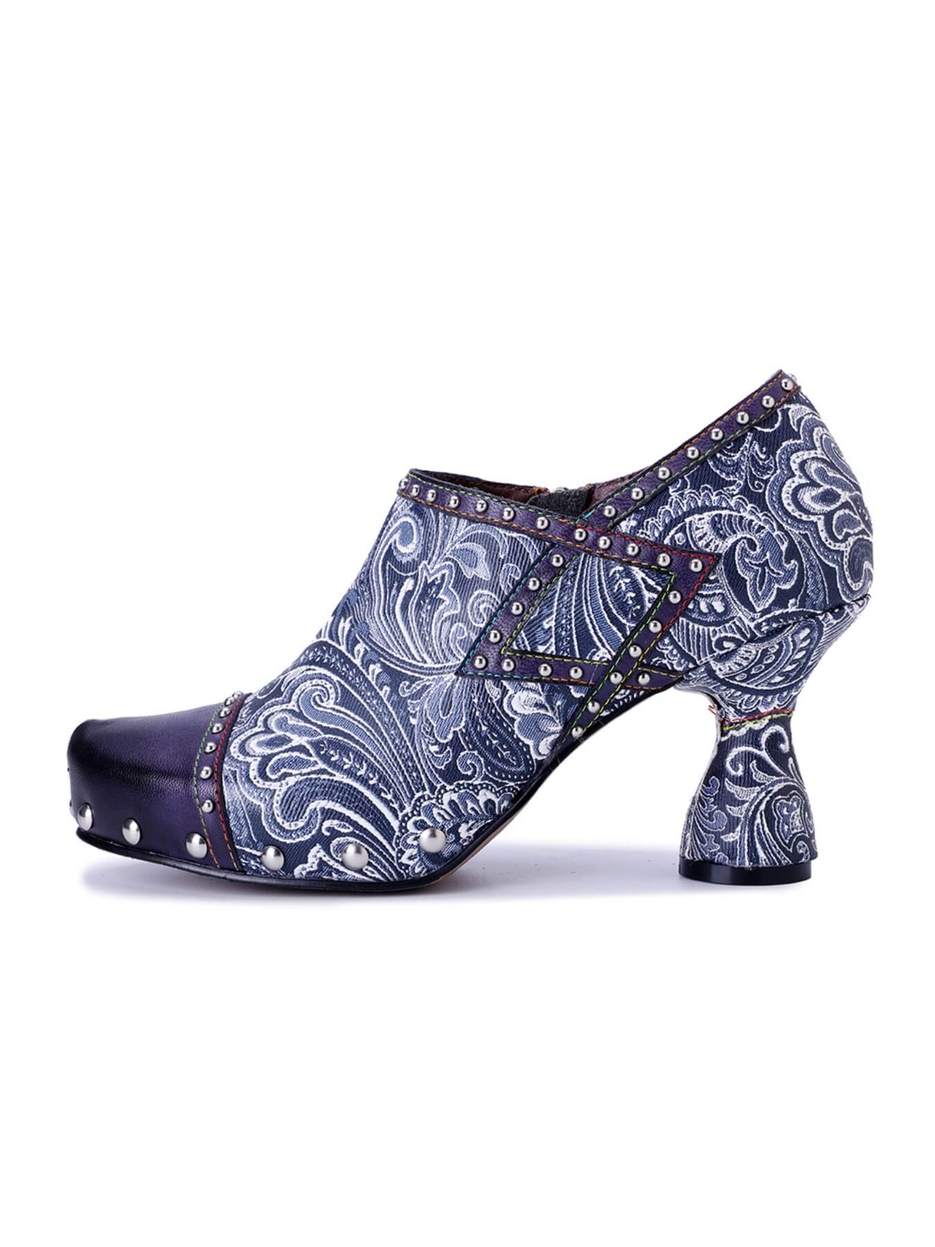 Soffia | Lagoon Luster Abstract Leather Brogues - Image 9