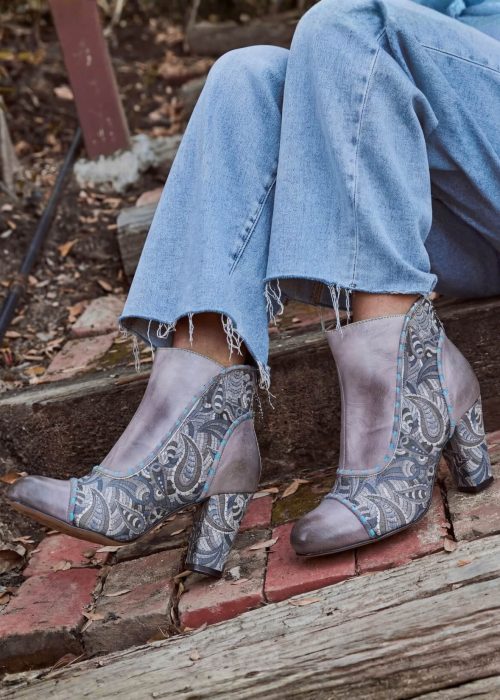Soffia | Xander Paisley Embroidered Leather Ankle Boots