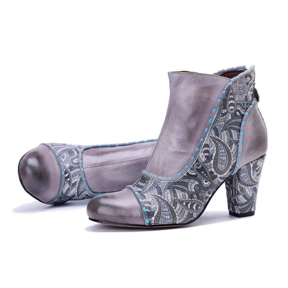 Soffia | Xander Paisley Embroidered Leather Ankle Boots - Image 5