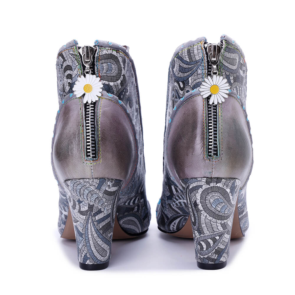 Soffia | Xander Paisley Embroidered Leather Ankle Boots - Image 7