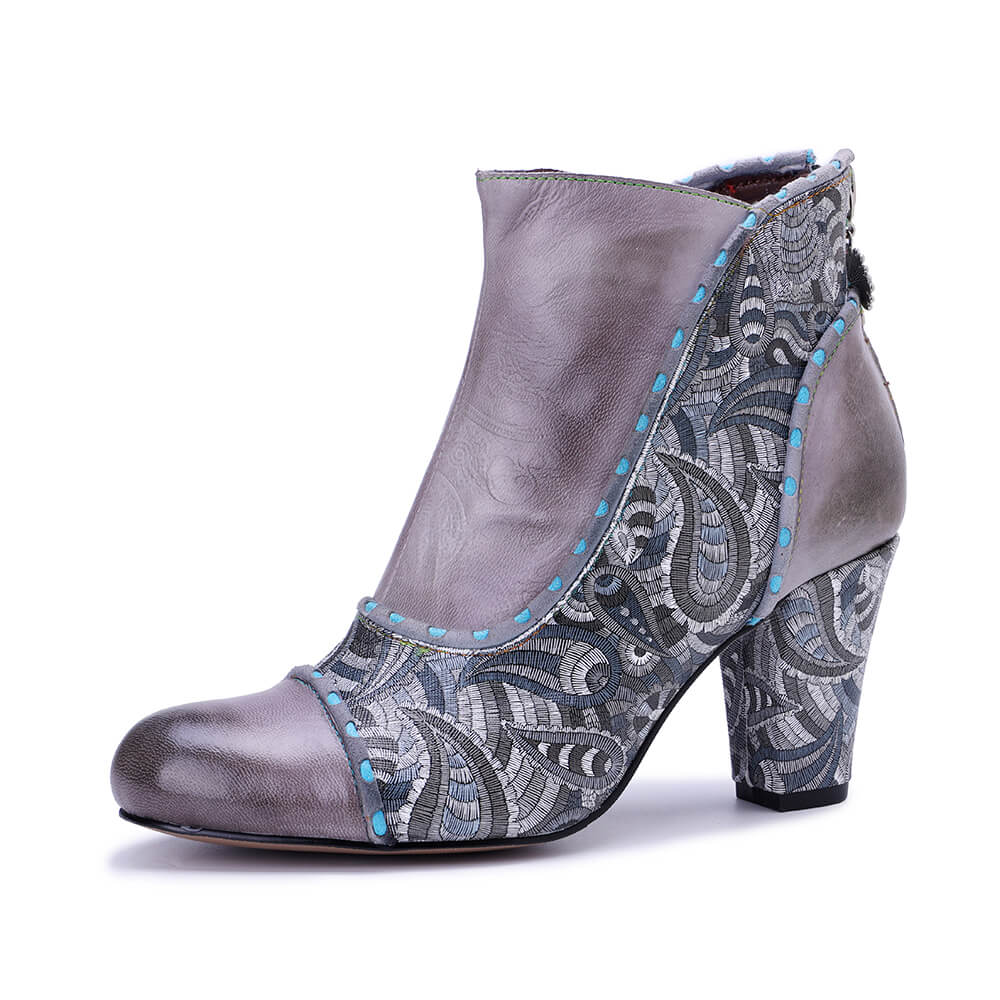 Soffia | Xander Paisley Embroidered Leather Ankle Boots - Image 8