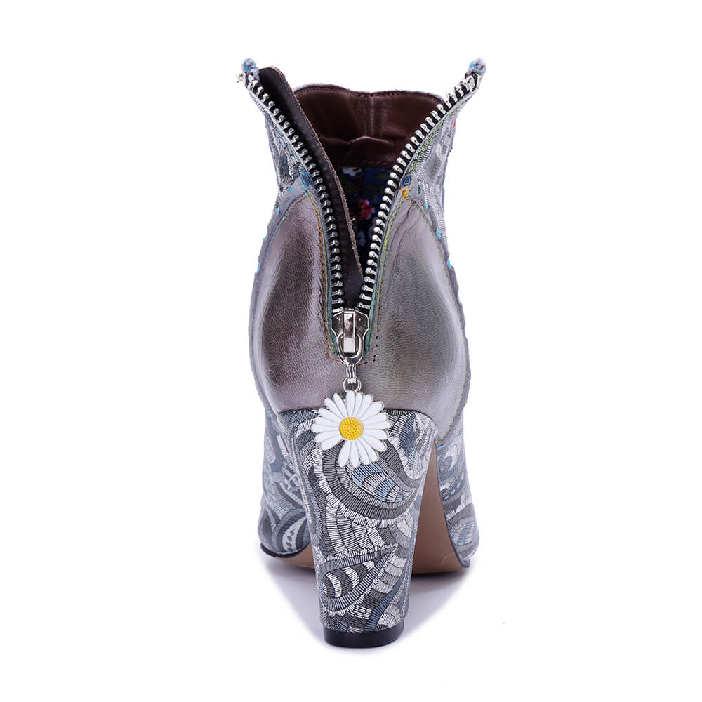 Soffia | Xander Paisley Embroidered Leather Ankle Boots - Image 9