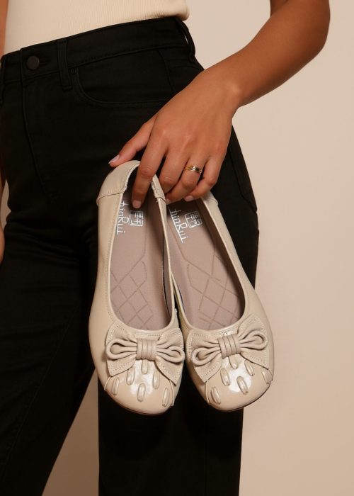 Rumour Has It | Breanne Quilted Ballet Leather Flats - cream